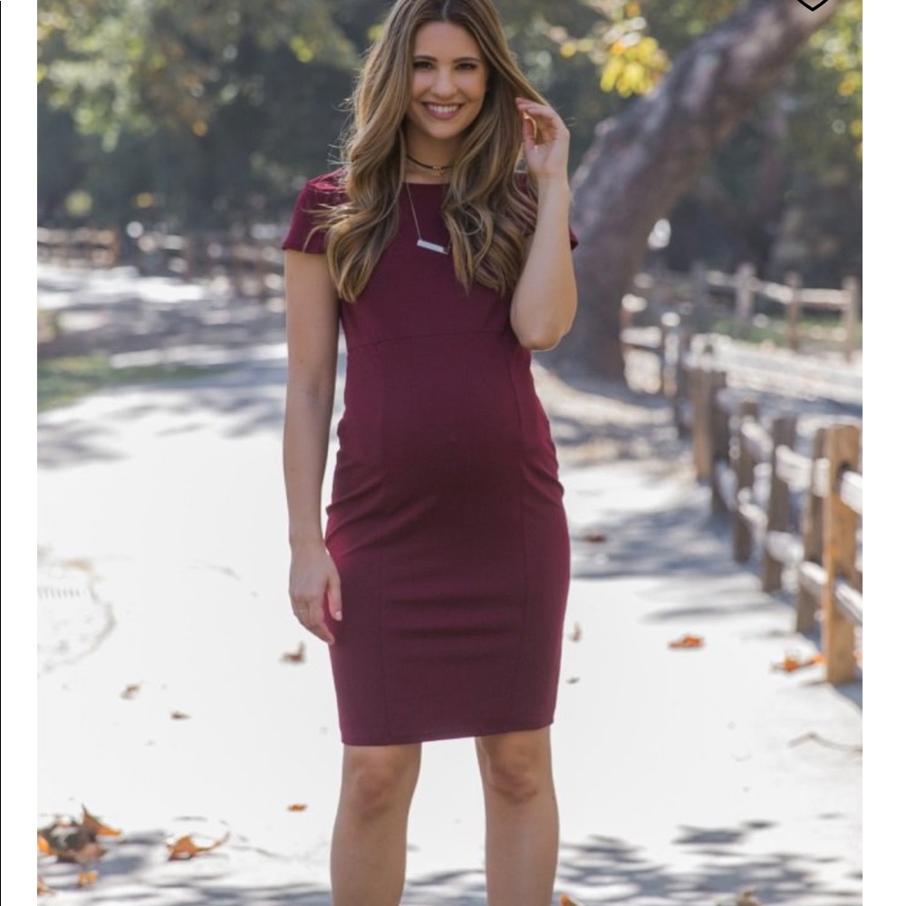 Pink Blush Fitted Maternity Dress